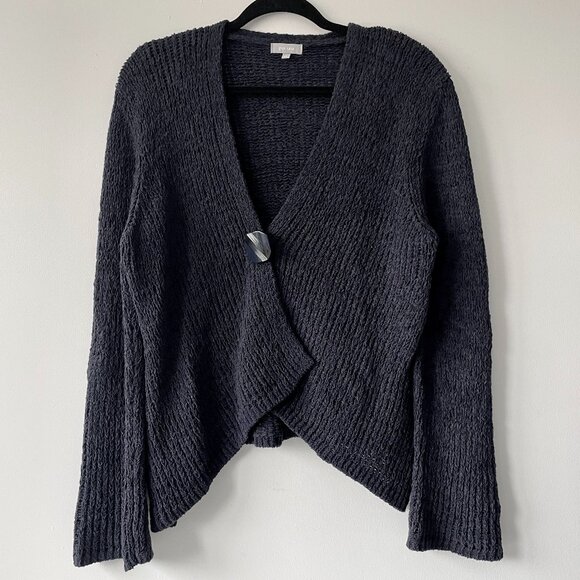 Per Una Navy Wool-Blend Cardigan with Snap Closure - Picture 1 of 9